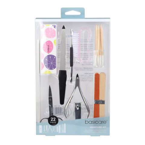 Basicare Professional 22 Piece Manicure Set Nail Care Grooming Kit