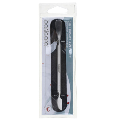 Basicare Stainless Steel Cuticle Pusher and Cleaner 2 in 1 Nail Care Tool