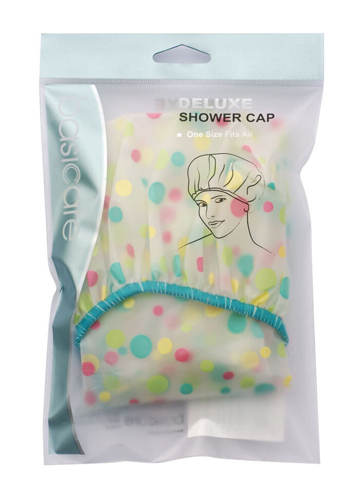 Basicare Deluxe Shower Cap Reusable Waterproof Comfortable Fit One Size