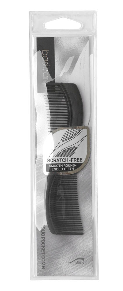 Basicare Duo Pocket Hair Comb Black 12.8cm