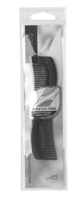 Basicare Duo Pocket Hair Comb Black 12.8cm