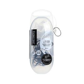 Basicare Antimicrobial Snagless Elastic Hair Bands 100 Pack Black and Clear