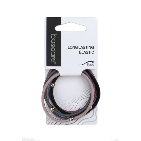 Basicare Elastic Hair Bands 5 Pack Assorted Colours Strong No Slip Hold
