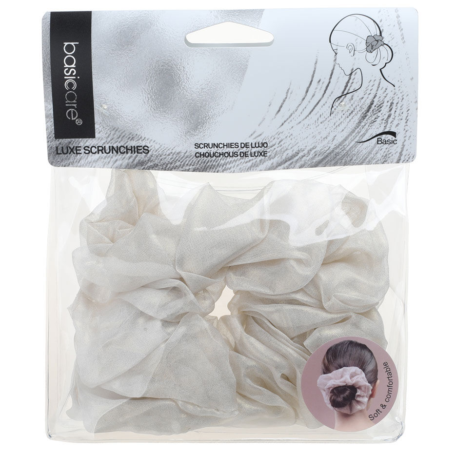 Basicare Soft Luxe Ivory Scrunchie Large Comfortable Secure Hair Accessory