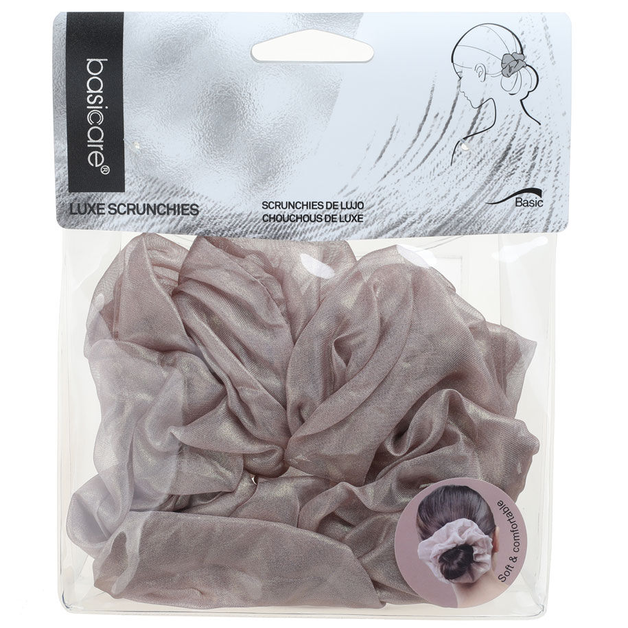 Basicare Soft Luxe Beige Scrunchie Large Comfortable Secure Hair Accessory