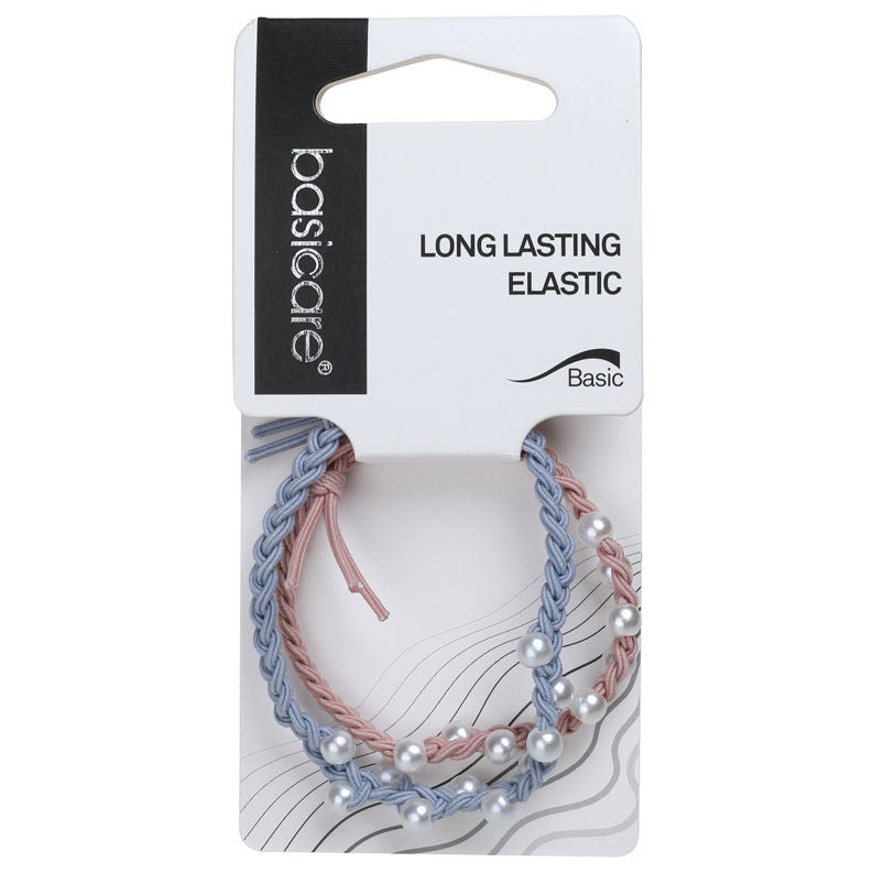 Basicare Elastic Hair Bands Long Lasting 2pk Beaded