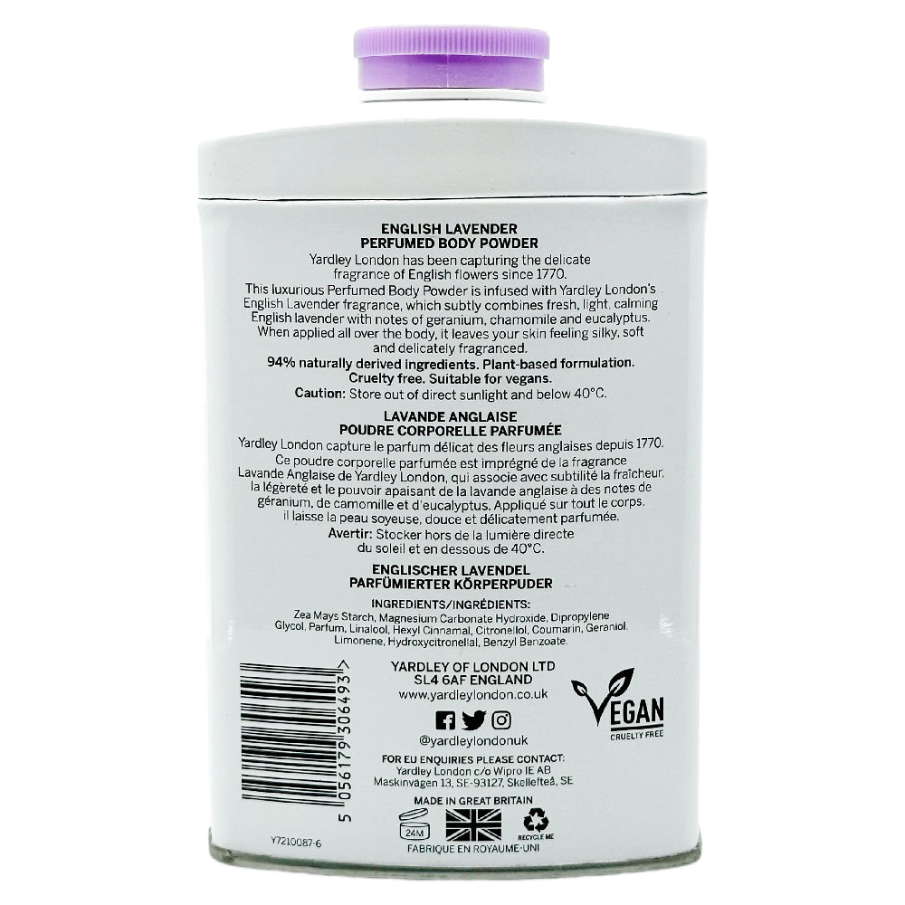 Yardley English Lavender Perfumed Talc Free Body Powder 200g