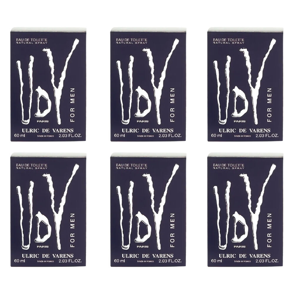 Ulric De Varens UDV EDT Spray for Men 60ml 6 Pack Masculine Fragrance Set