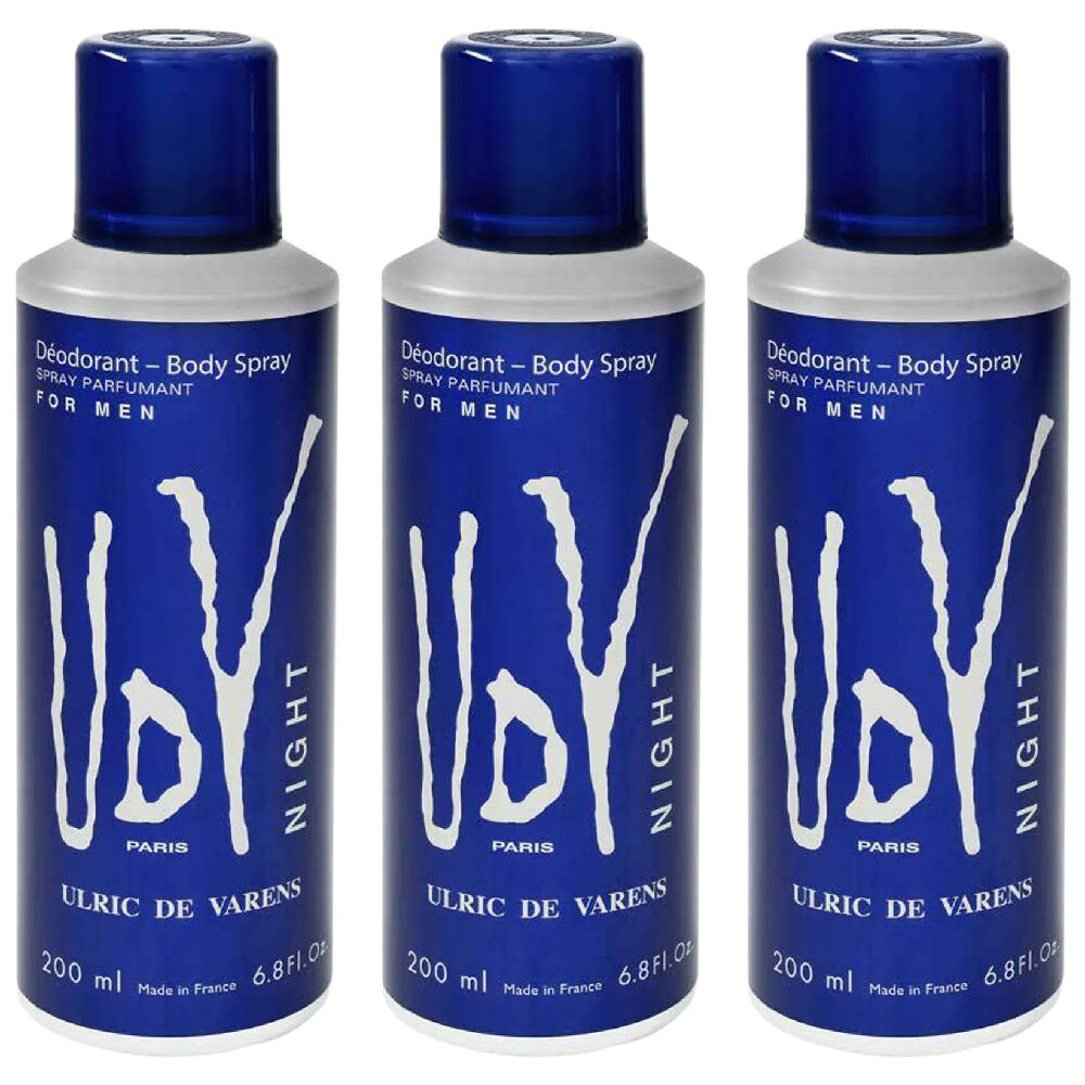 Ulric De Varens UDV Night Body Spray for Men 200ml 3 Pack Deodorant Set
