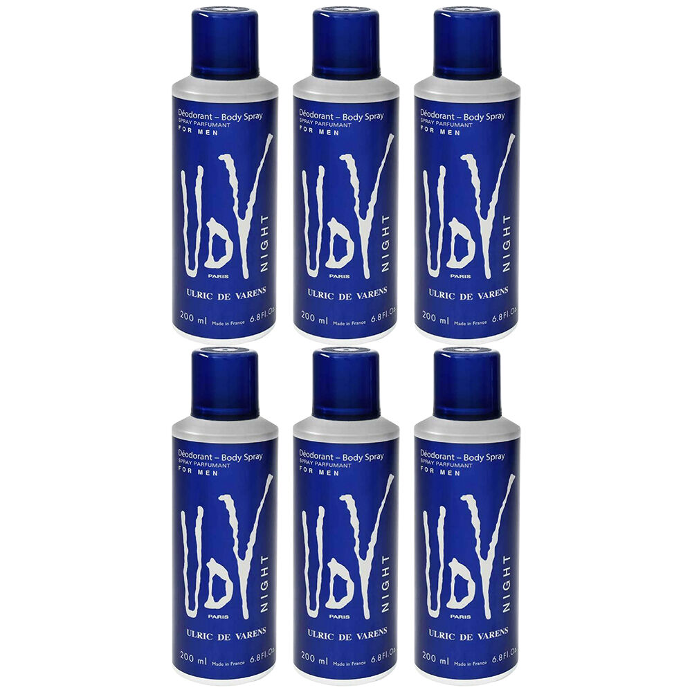 Ulric De Varens UDV Night Body Spray for Men 200ml 6 Pack Deodorant Set