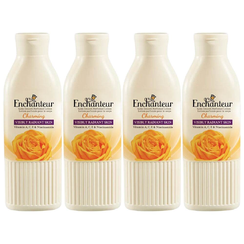 Enchanteur Charming Body Lotion 4 x 200ml with Aloe Vera and Olive Butter