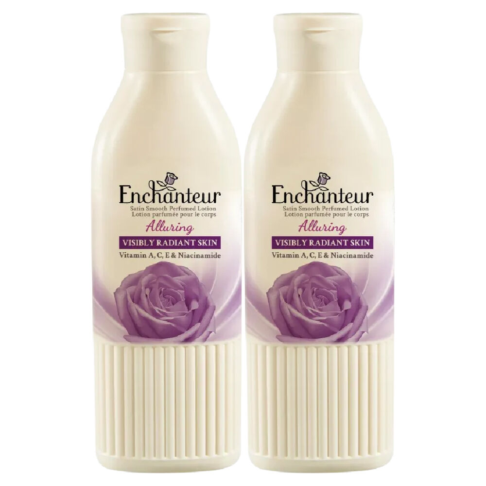 Enchanteur Alluring Body Lotion 2x200ml Rose Iris Vanilla Moisturiser for Women