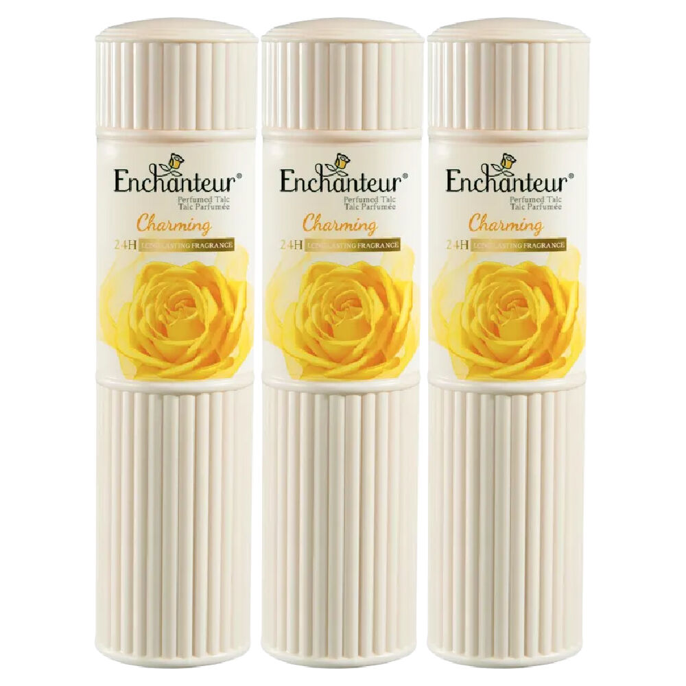 Enchanteur Charming Perfumed Talc 50g x3 Pack Silky Soft Floral Body Powder