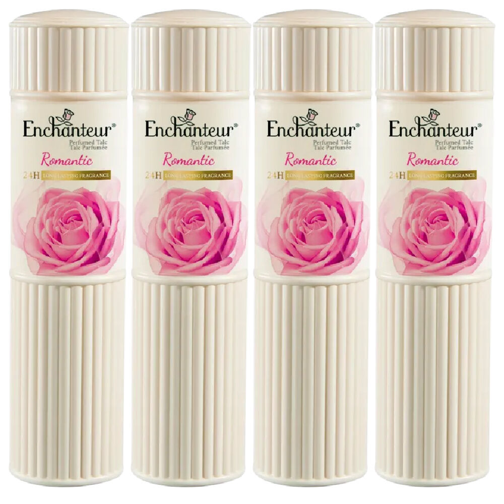 Enchanteur Romantic Talc 50g  4 x Pack Silky Soft Skin Sweet Floral Powder