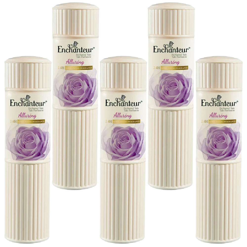 Enchanteur Alluring Talc 50g x 5 Rose Iris Vanilla Silky Soft Skin Powder