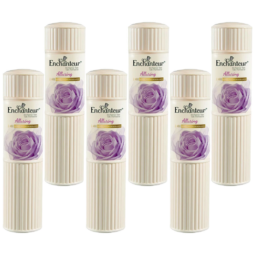 Enchanteur Alluring Perfumed Talc 50g x 6 Pack Rose Iris Vanilla Silky Powder