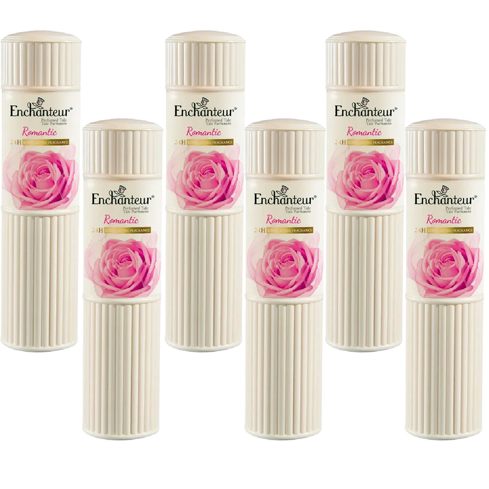Enchanteur Romantic Perfumed Talc 100g x 6 Pack Soft Floral Body Powder