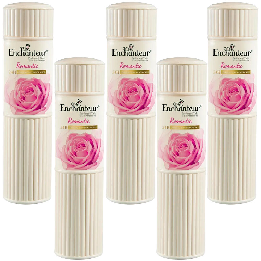 Enchanteur Romantic Talc 200g x 5 Soft Floral Perfumed Body Powder for Women