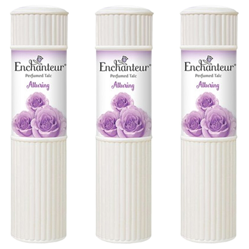 Enchanteur Alluring Perfumed Talc 200g x 3 Pack Body Powder Rose Iris Vanilla