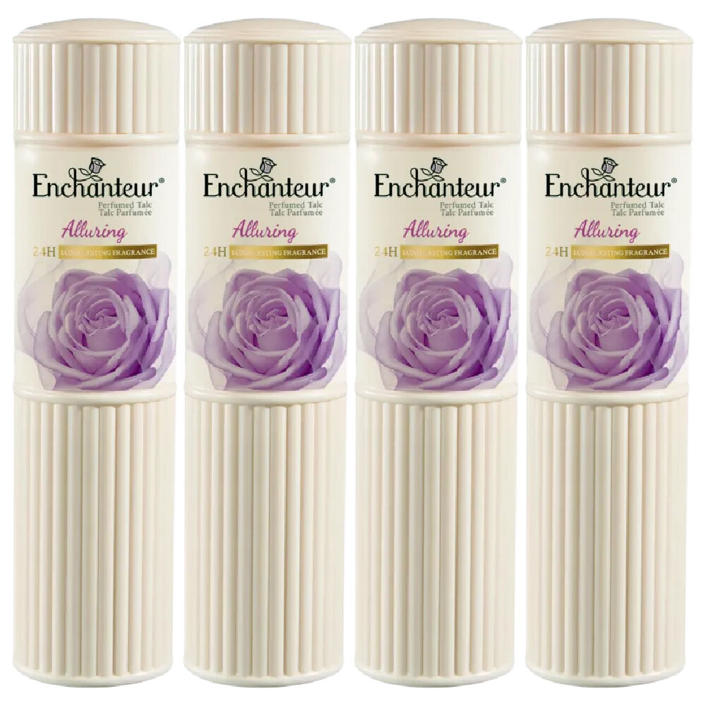 Enchanteur Alluring Talc 200g x 4 Floral Vanilla Perfumed Body Powder for Women