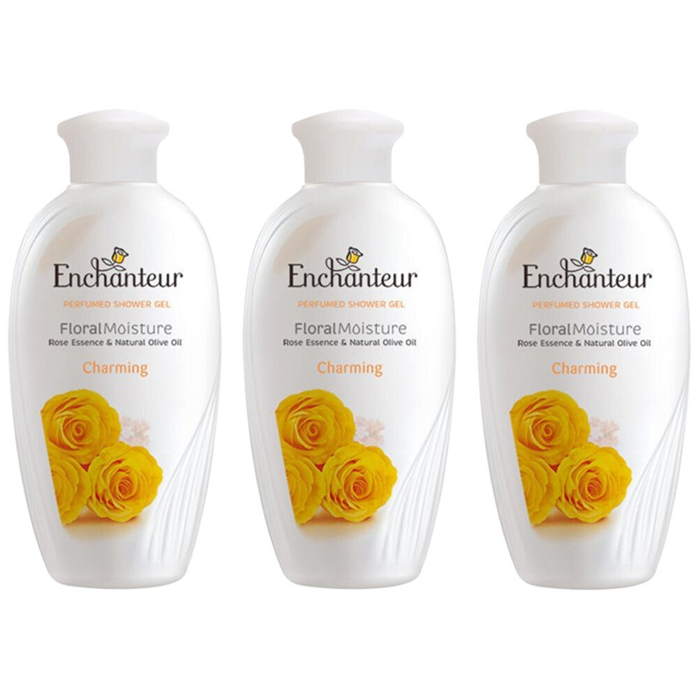 Enchanteur Charming Perfumed Shower Gel 200ml x 3 Pack with Silk Proteins