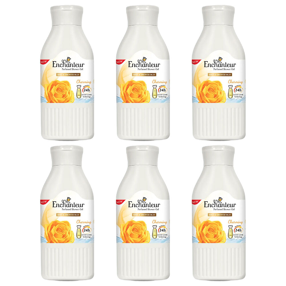 Enchanteur Charming Perfumed Shower Gel 200ml x 6 Pack with Silk Proteins