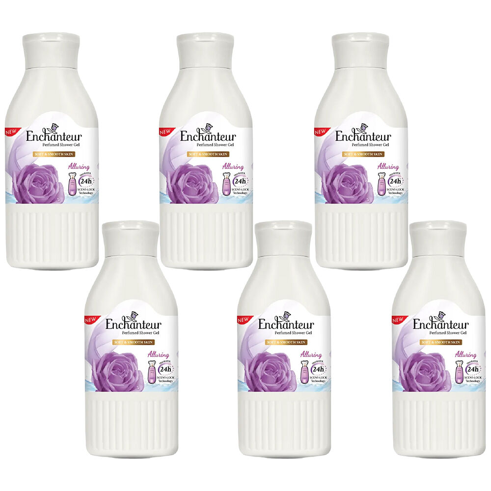 Enchanteur Alluring Perfumed Shower Gel 200ml x6 Pack Moisturising Cleanser