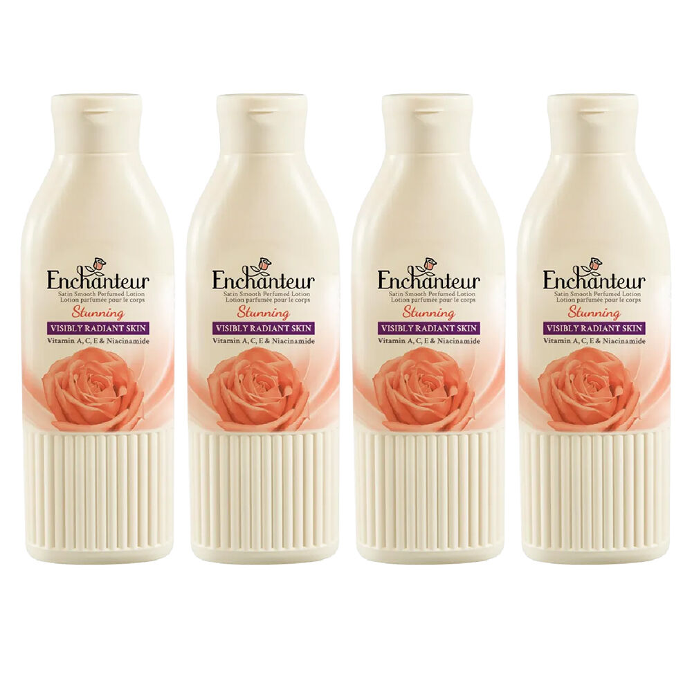 Enchanteur Stunning Body Lotion 200ml x 4 Moisturising Satin Smooth Skin