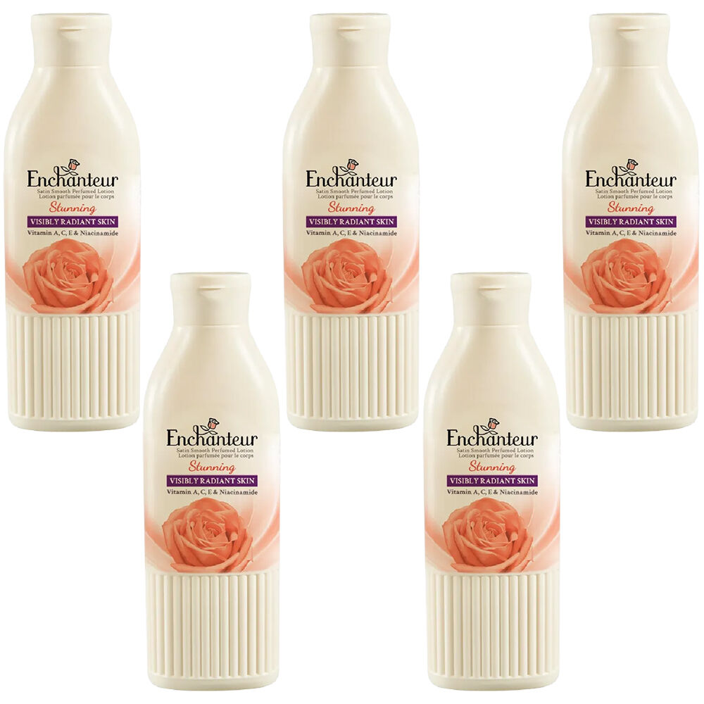 Enchanteur Stunning Body Lotion 200ml x 5 Moisturising Satin Smooth Skin