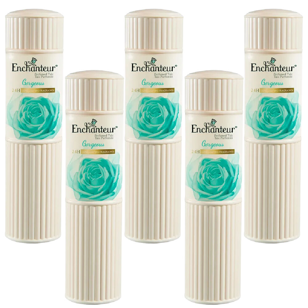 Enchanteur Gorgeous Perfumed Talc 50g x 5 Soft Floral Body Powder for Women