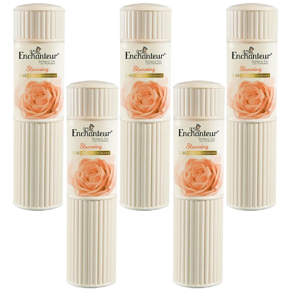 Enchanteur Stunning Talc 100g x 5 Silky Floral Body Powder for Women