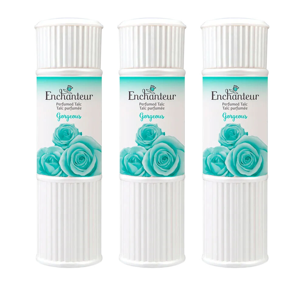 Enchanteur Gorgeous Perfumed Talc 200g x 3 Pack Silky Smooth Floral Powder