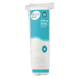 Beauty & Me Pure Cotton Makeup Rounds 80 Pack Soft Strong Absorbent Pads