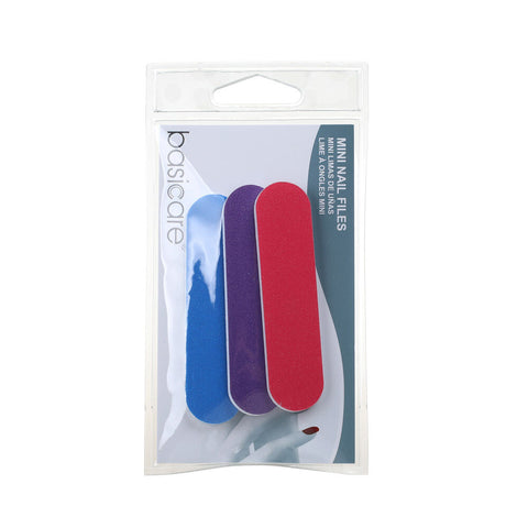 Basicare Mini Nail Files Pack of 3 Compact Travel Size Nail Care Kit