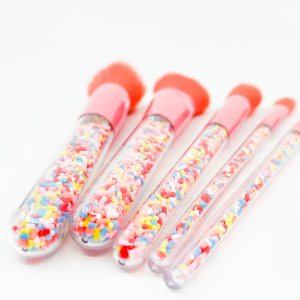 Oh Flossy Childrens Kids Sprinkle 5 Piece Makeup Brush Set with Carry Case
