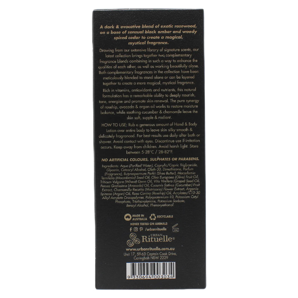 Urban Rituelle Black Amber, Rosewood & Cedar Hand & Body Lotion 500ml