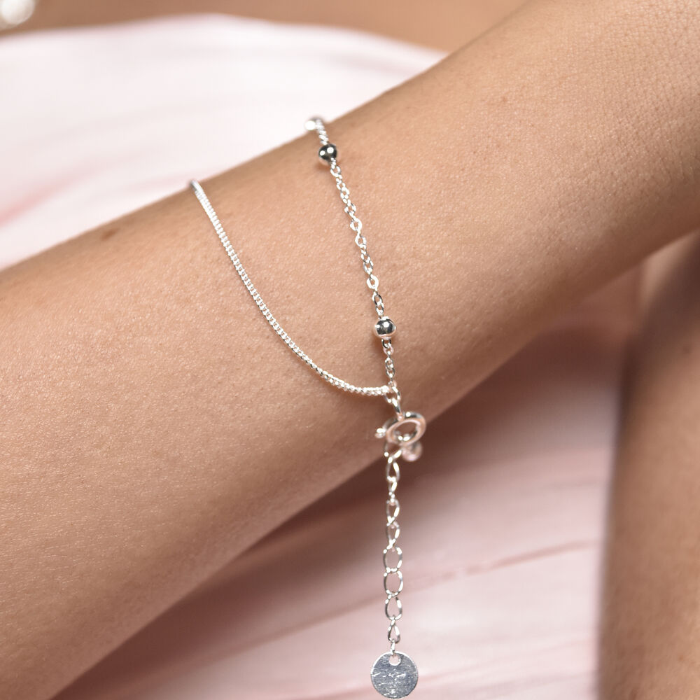 Culturesse Amour Fine Silver Dual Chain Bracelet