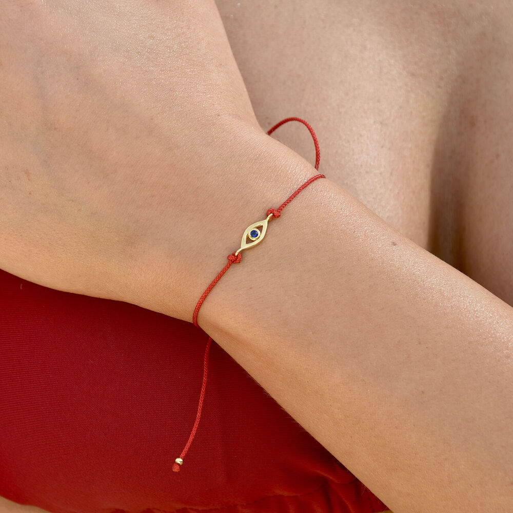 Culturesse Aysun Gold Evil Eye Bracelet (Red String)