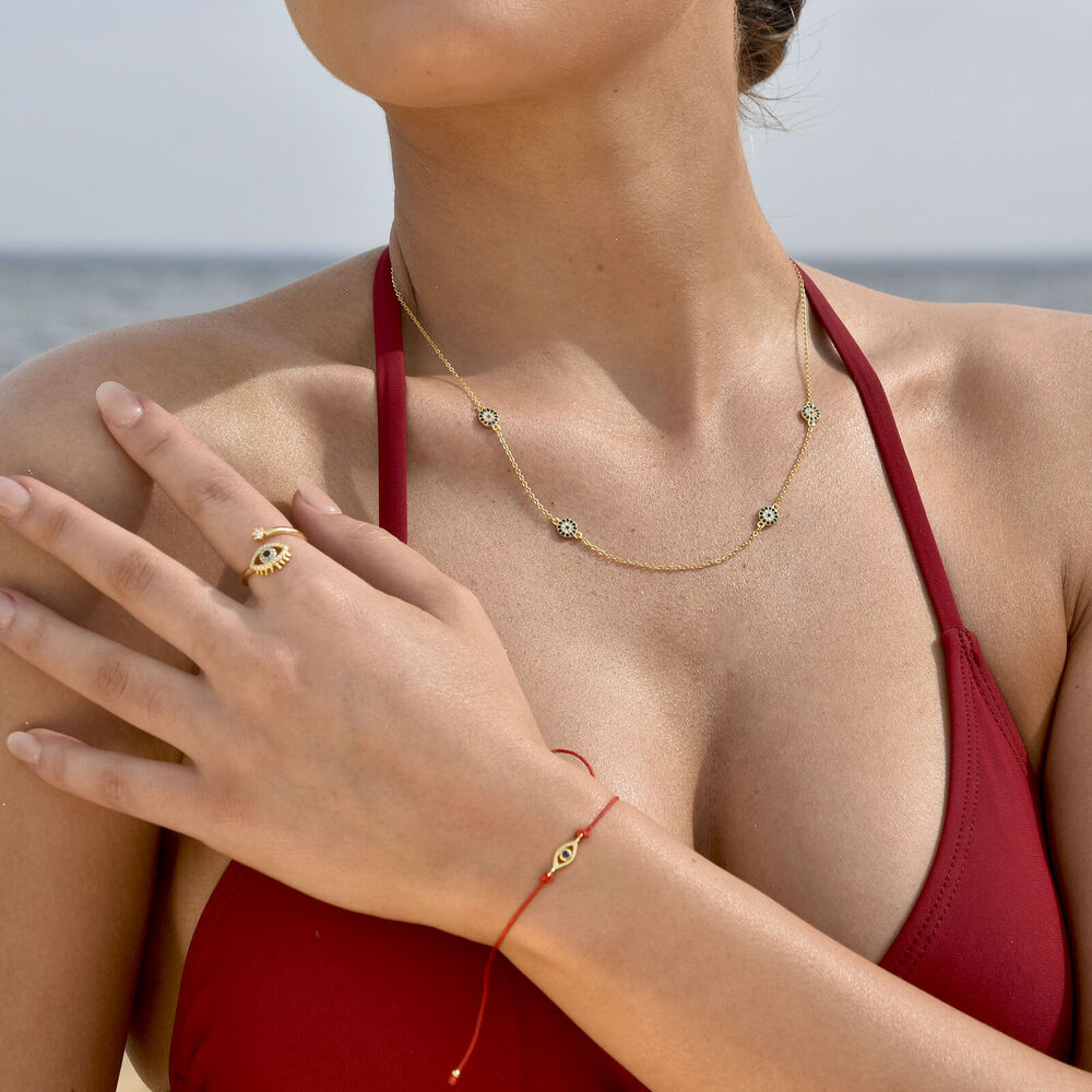 Culturesse Aysun Gold Evil Eye Bracelet (Red String)