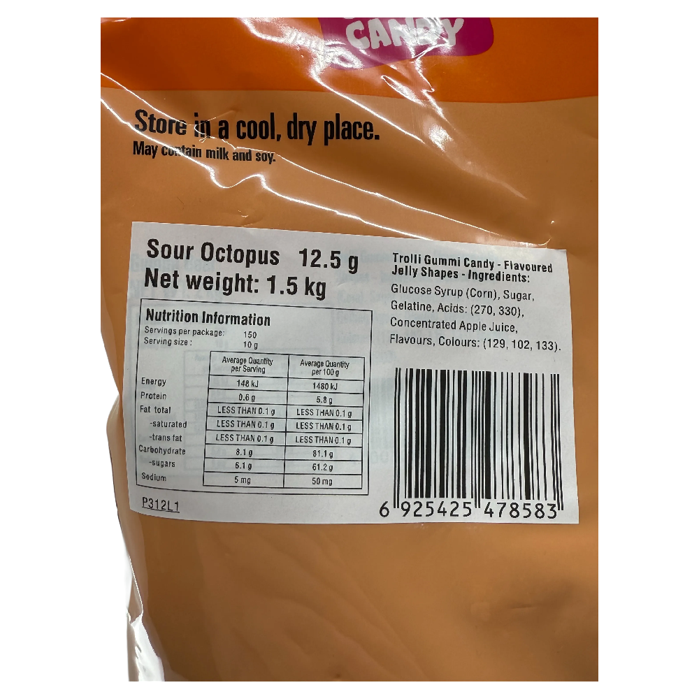 Trolli Sour Octopus 1.5 kg  Bulk Candy Lolly Bag