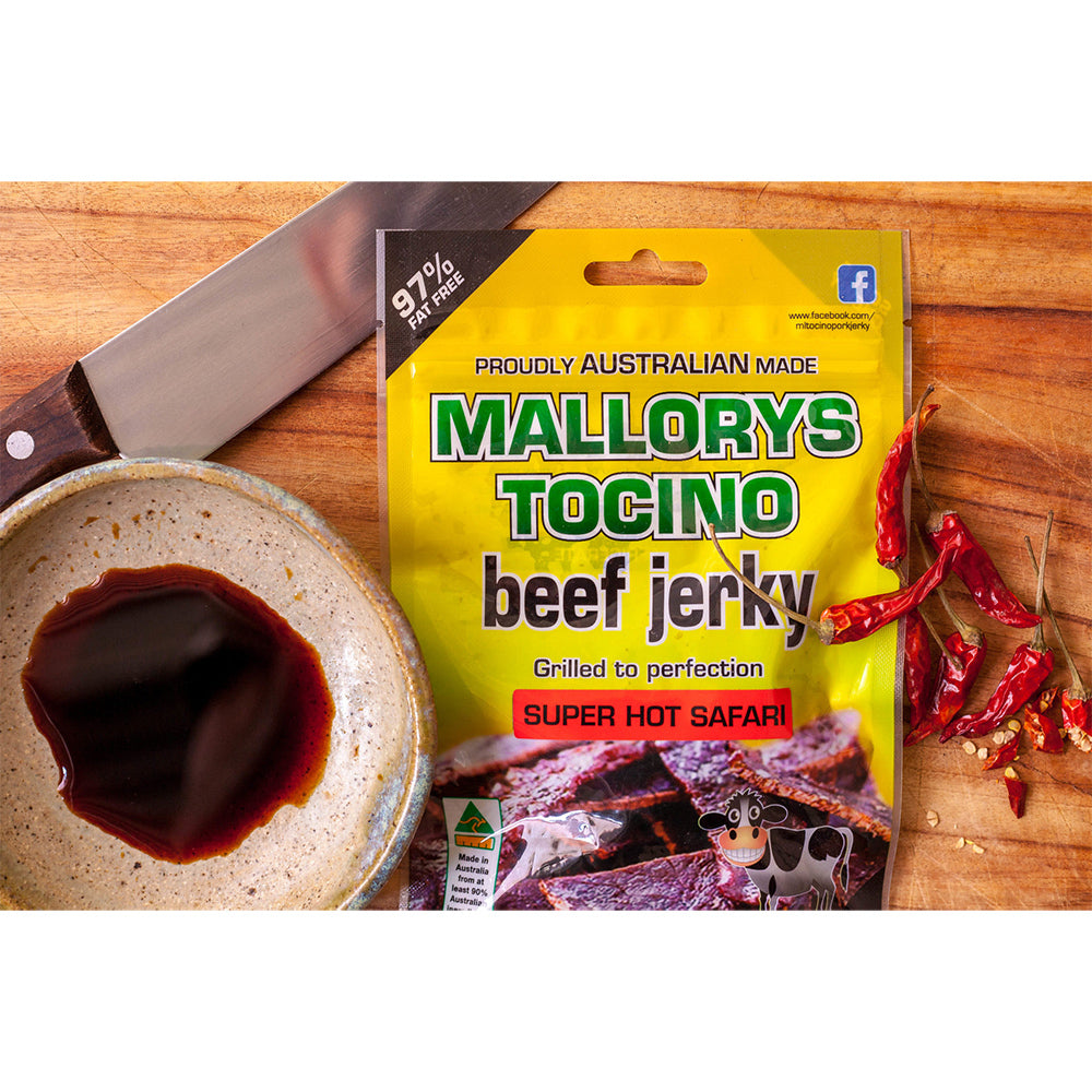 Mallorys Jerky Super Hot Beef 100g Tocino Style (for Human Consumption)