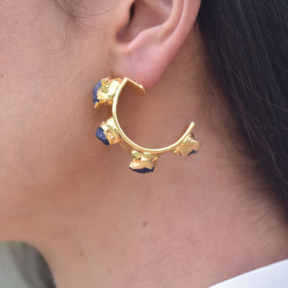 Culturesse Donatella 22K Natural Raw Sapphire Earrings