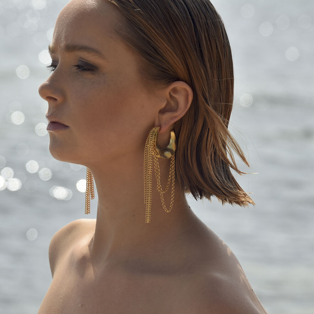 Culturesse McKenna 24K Bowl Chain Earrings (Imperfect)