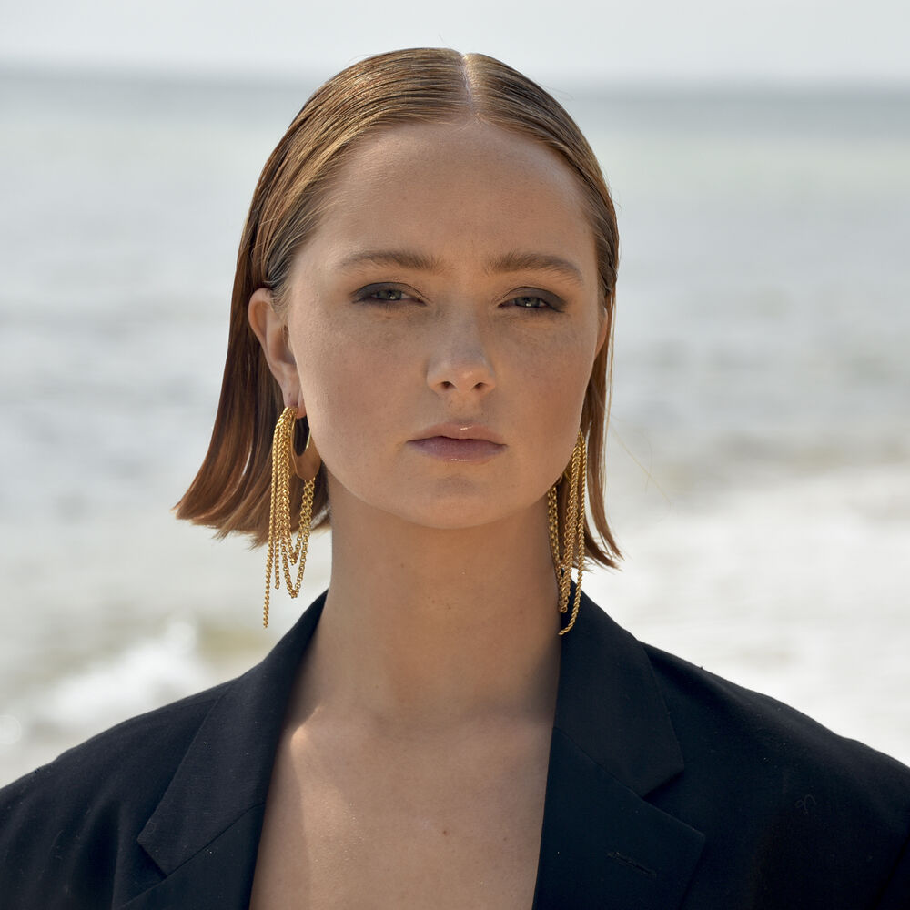 Culturesse McKenna 24K Bowl Chain Earrings (Imperfect)