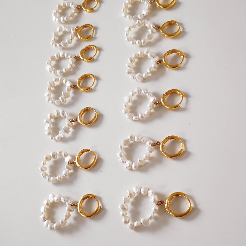 Culturesse Artemis 24K Artisan Pearl Hoop Earrings