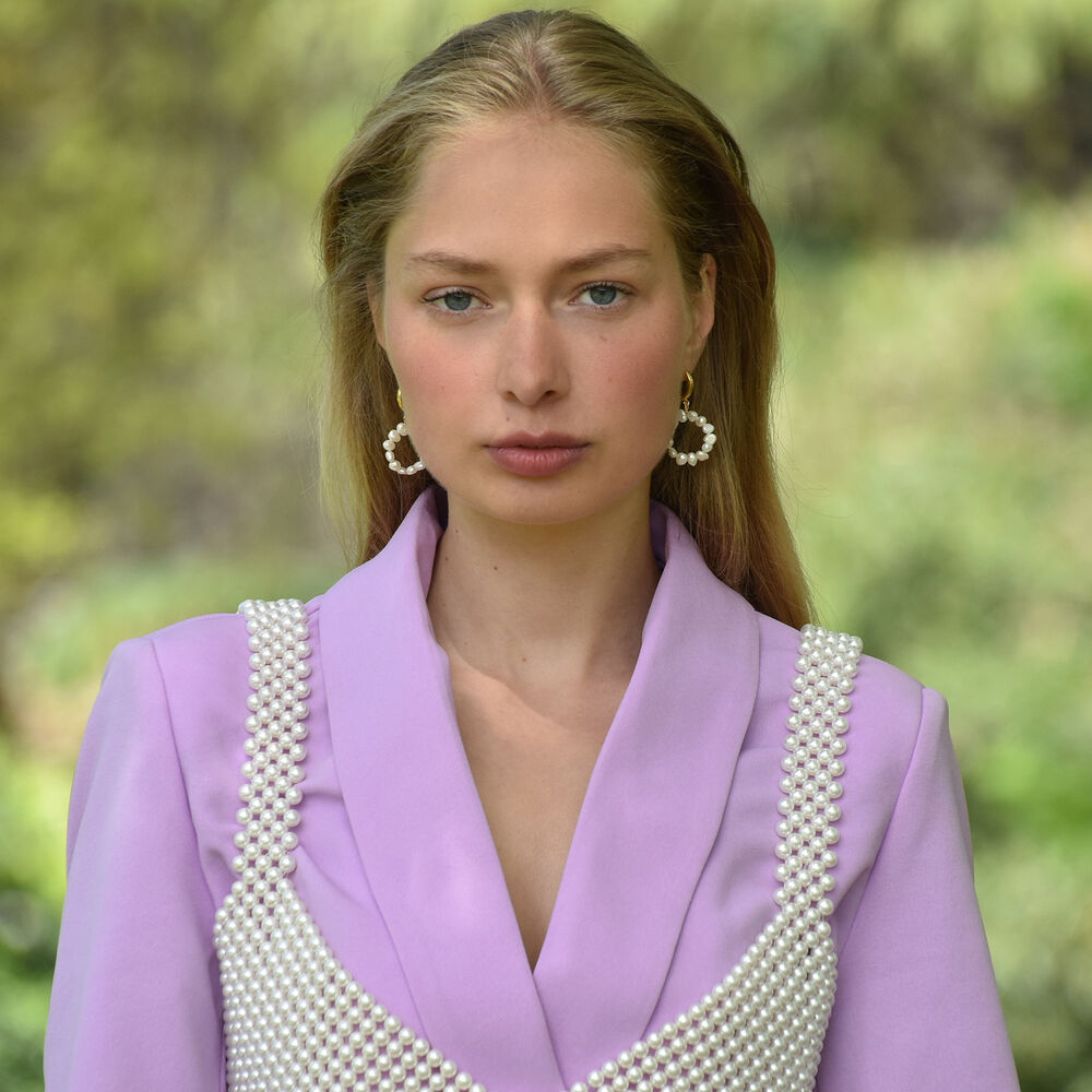 Culturesse Artemis 24K Artisan Pearl Hoop Earrings