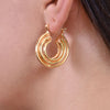 Culturesse Bernadette 24K Sculpture Hoop Earrings