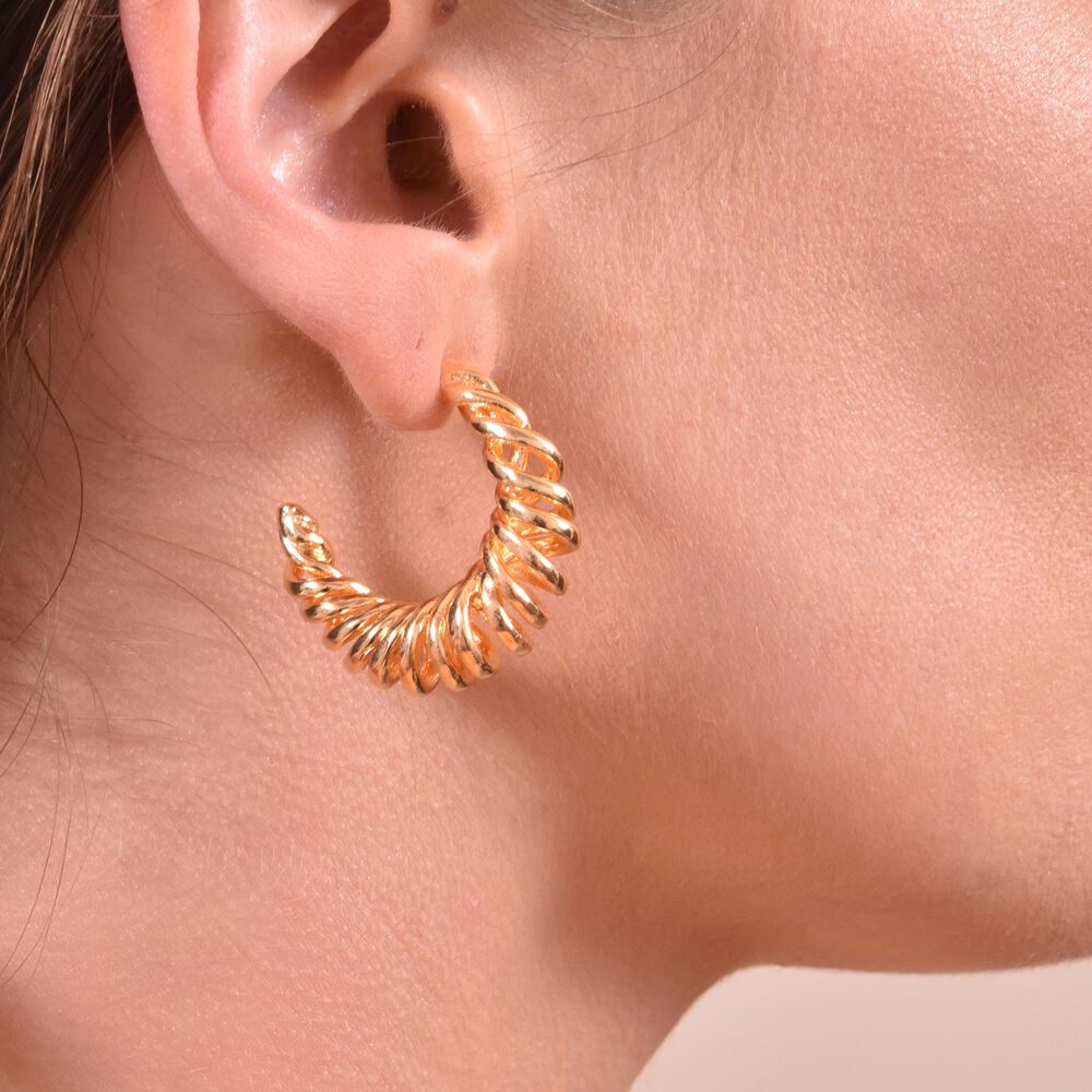Culturesse Estelle 24K Artisan Spiral Hoop Earrings