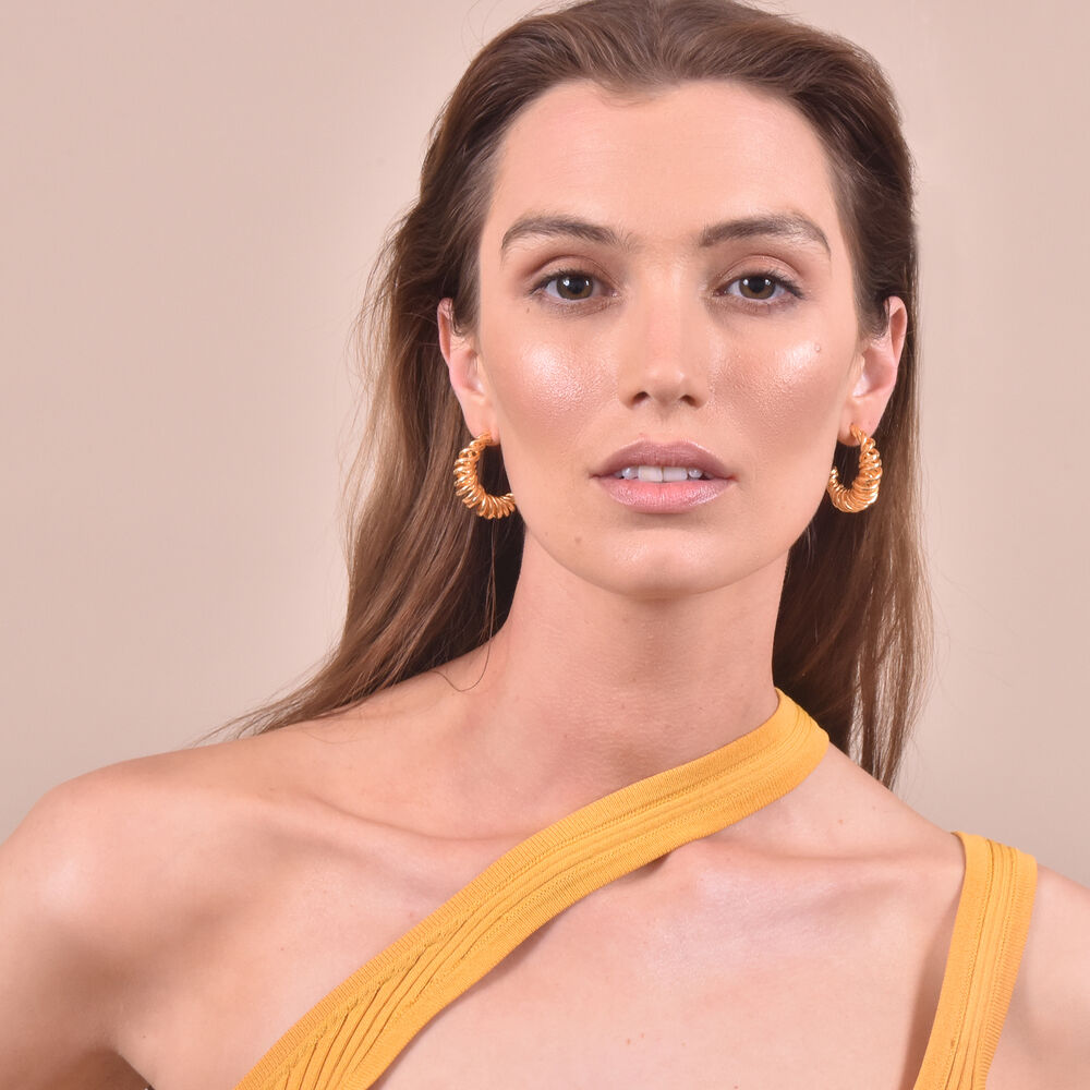 Culturesse Estelle 24K Artisan Spiral Hoop Earrings