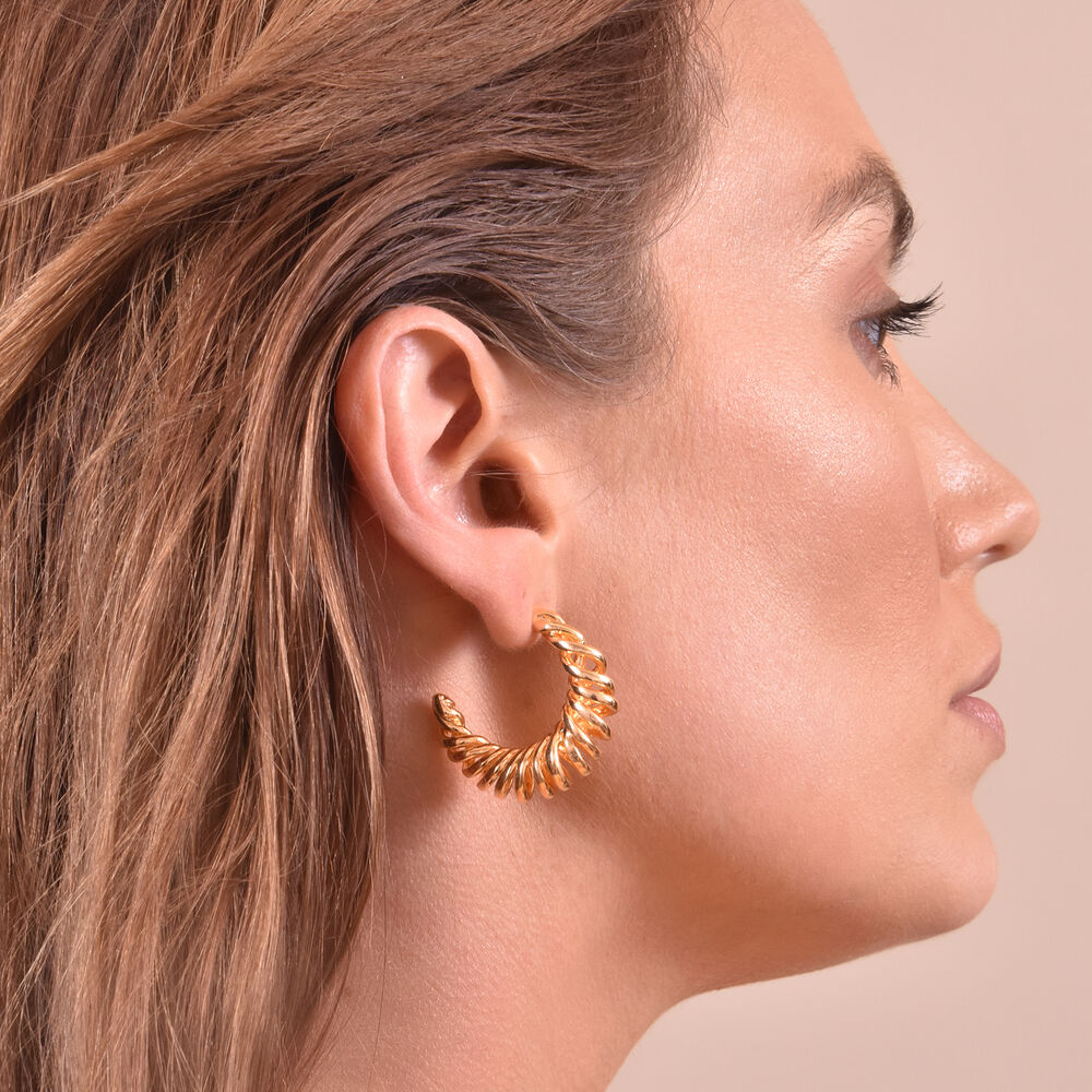 Culturesse Estelle 24K Artisan Spiral Hoop Earrings